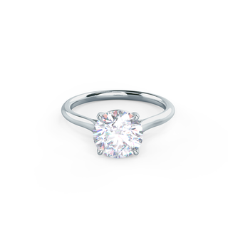 Bague de fiançailles avec solitaire en diamant et moissanite de 2,75 ct serti cathédrale rond