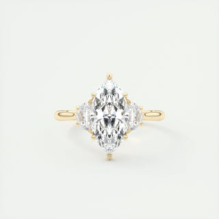 1.98 CT Marquise Shaped Moissanite Three Stones Engagement Ring