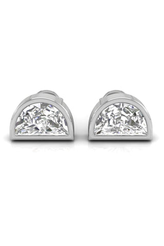 Half Moon Cut Stud Moissanite Diamond Earrings for Her