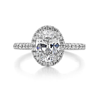 Bague de fiançailles en moissanite halo à taille ovale de 1,33 ct et sertissage à griffes unique 