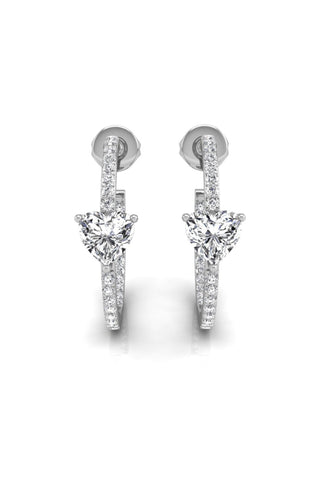 Boucles d'oreilles créoles en diamants et moissanite à coupe ronde et cœur pour femmes