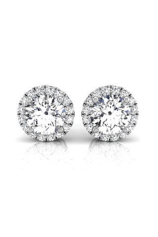 Boucles d'oreilles à tige en diamant halo de moissanite à taille ronde pour elle