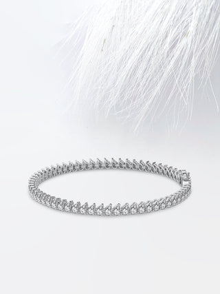 Pulsera de tenis con diamantes y moissanita en forma de pera de 7,0 ct en oro rosa de 14 quilates