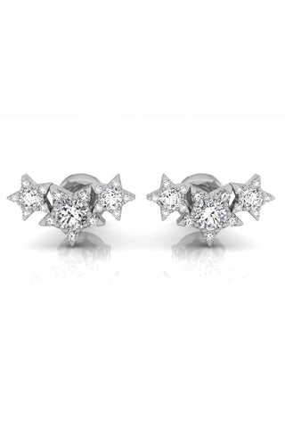 Boucles d'oreilles rondes à trois pierres en diamant et moissanite pour femmes