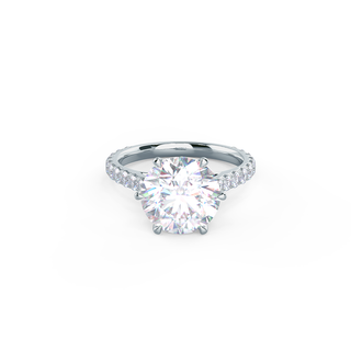 2CT Round Brilliant Cut Trellis Moissanite Pave Diamond Engagement Ring - ELITE CARAT