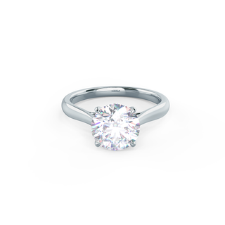 2.0ct Round Cut Moissanite Diamond Cathedral Solitare Engagement Ring - ELITE CARAT