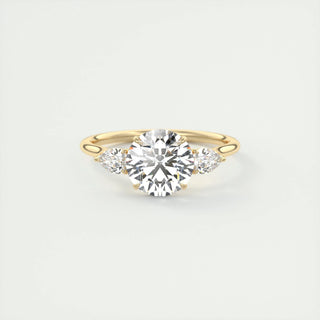 2.0 CT Round Cut Three Stone Moissanite Engagement Ring