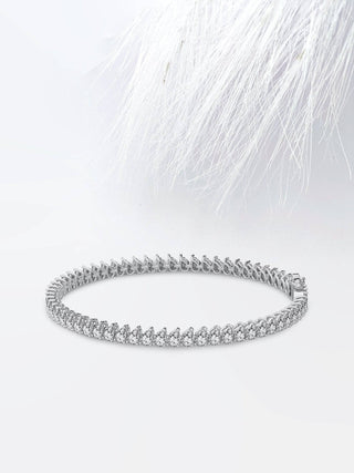 Bracelet tennis en or rose massif 14 carats avec diamants et moissanite