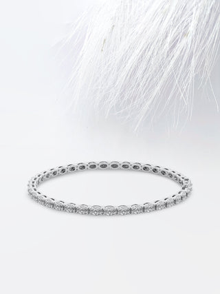 Bracelet tennis en or jaune 14 carats avec diamants ovales et moissanite de 5,0 ct