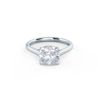 2.50ct Cushion Cut Moissanite Diamond Cathedral Solitare Engagement Ring - ELITE CARAT