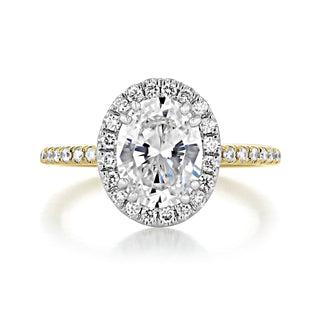 Bague de fiançailles bicolore avec diamant moissanite ovale halo de 1,93 ct