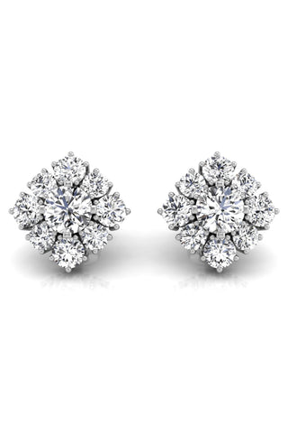 Boucles d'oreilles rondes uniques en diamant moissanite halo pour femmes