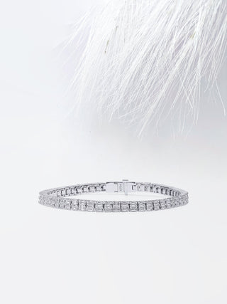 Bracelet de tennis à deux rangées de diamants Moissanite taille émeraude de 6,72 ct pour femme