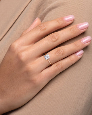 Bague de fiançailles en forme de princesse avec halo caché de 1,0 à 3,0 carats