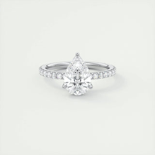 2ct Pear F- VS1 Diamond Pave Engagement Ring