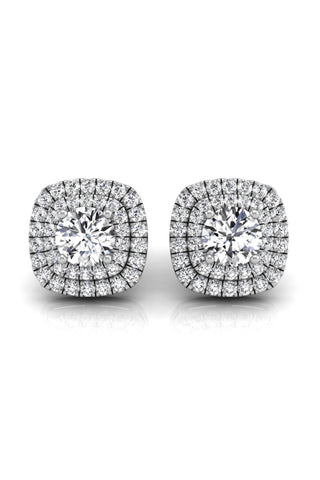 Boucles d'oreilles en diamant Moissanite à double halo à coupe ronde pour femmes