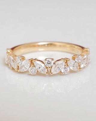 0.81 TCW Round & Marquise CVD Diamond Cluster Wedding Band