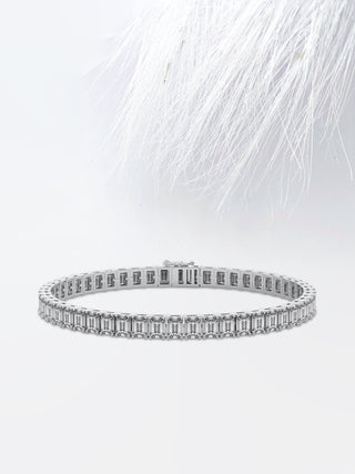 Bracelet en diamants Moissanite taille émeraude 10 carats pour femme