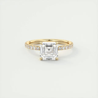 Bague de fiançailles solitaire en moissanite de forme Asscher de 2,03 ct