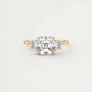 2.03 CT Asscher Shaped Moissanite Three Stones Engagement Ring