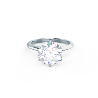 Bague de fiançailles en or blanc 14 carats avec diamants Moissanite ronds à six griffes de 2,50 ct