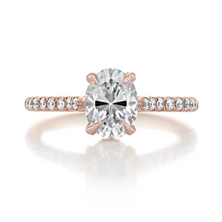 1.33CT Oval Cut Hidden Halo Moissanite Engagement Ring in 18K Rose Gold - ELITE CARAT