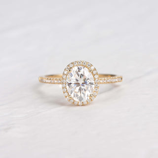 Bague de fiançailles halo en moissanite de forme ovale de 1,91 ct