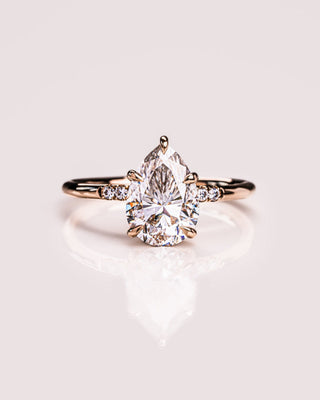 1.93-3.93 CT Pear CVD Diamond Hidden Halo Engagement Ring