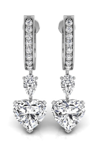 Heart, Pear & Round Cut Diamond Hoops Earrings for Women