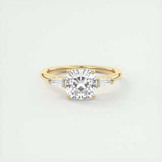 2ct Cushion F- VS1 Diamond 3 Stones Engagement Ring