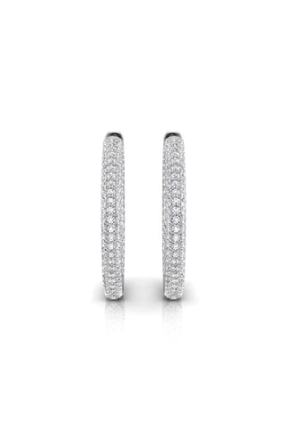 Boucles d'oreilles créoles à trois côtés en diamants et moissanite à coupe ronde pour elle