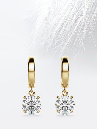 Boucles d'oreilles pendantes rondes en diamant et moissanite pour femmes 