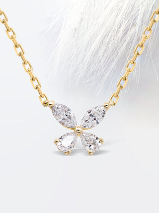 Collier papillon en diamants et moissanite taille marquise pour femme