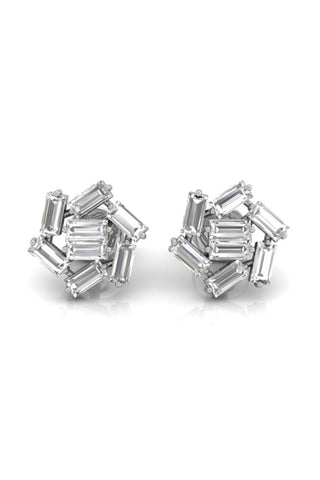 Baguette Cut Diamond Moissanite Cluster Earrings for Women