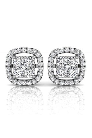 Round Cut Halo Moissanite Diamond Stud Earrings for Women