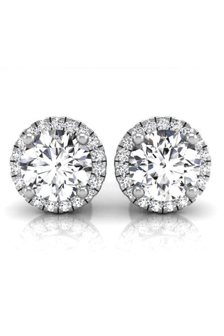 Round Cut Diamond Halo Moissanite Earrings for Women