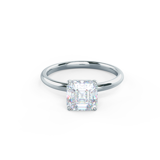 Anillo de compromiso solitario con diamante moissanita Asscher de 2,0 ct para mujer en oro macizo de 14 quilates