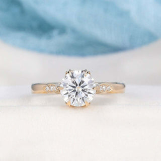 1.50CT Round Cut Yellow Gold Moissanite Engagement Ring - ELITE CARAT