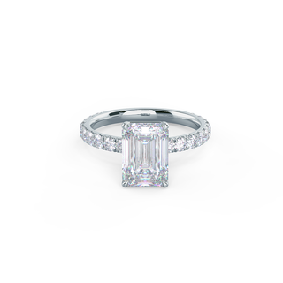 1.50CT Emerald Cut Pave Moissanite Diamond Four Prong Diamond Engagement Ring