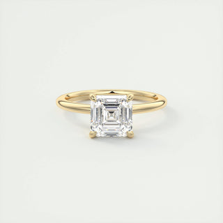 2.03 CT Asscher Shaped Moissanite Solitaire Engagement Ring