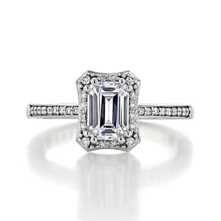 1.80CT Emerald Cut Double Prong Setting Moissanite Engagement Ring - ELITE CARAT