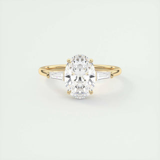 2ct Oval F- VS1 Diamond 3 Stones Engagement Ring