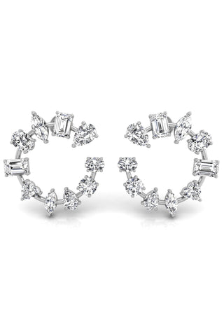 Boucles d'oreilles en forme de cercle de diamants et de moissanite pour elle