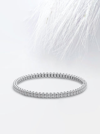 Pulsera de diamantes de tenis de moissanita de talla ovalada de 8,0 ct en oro blanco de 14 k