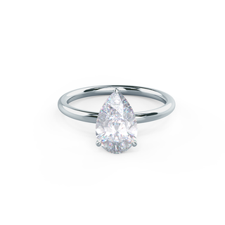 2.0ct Pear Cut Moissanite Diamond Petite Solitare Engagement Ring - ELITE CARAT