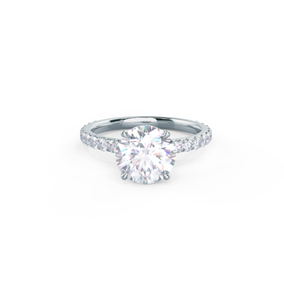 Bague de fiançailles en moissanite ronde cachée avec halo de diamants pavés de 1,50 ct