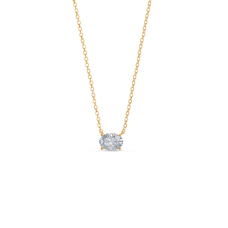 Collier solitaire ovale en moissanite East West en or massif