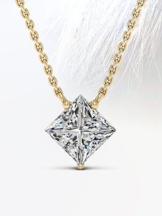 Collier Colleen en diamant solitaire en moissanite taille princesse pour elle