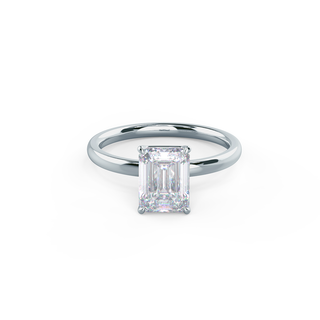 Anillo de compromiso de diamantes de moissanita de talla esmeralda de 2,75 ct para mujer con engaste solitario