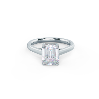 Bague de fiançailles avec solitaire en diamant et moissanite taille émeraude serti cathédrale de 1,75 ct